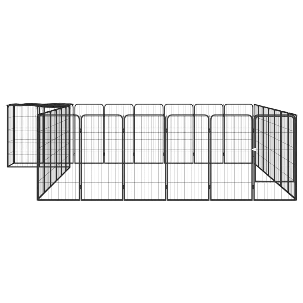 6-tlg. Hundelaufstall Schwarz 50x100cm Stahl Pulverbeschichtung