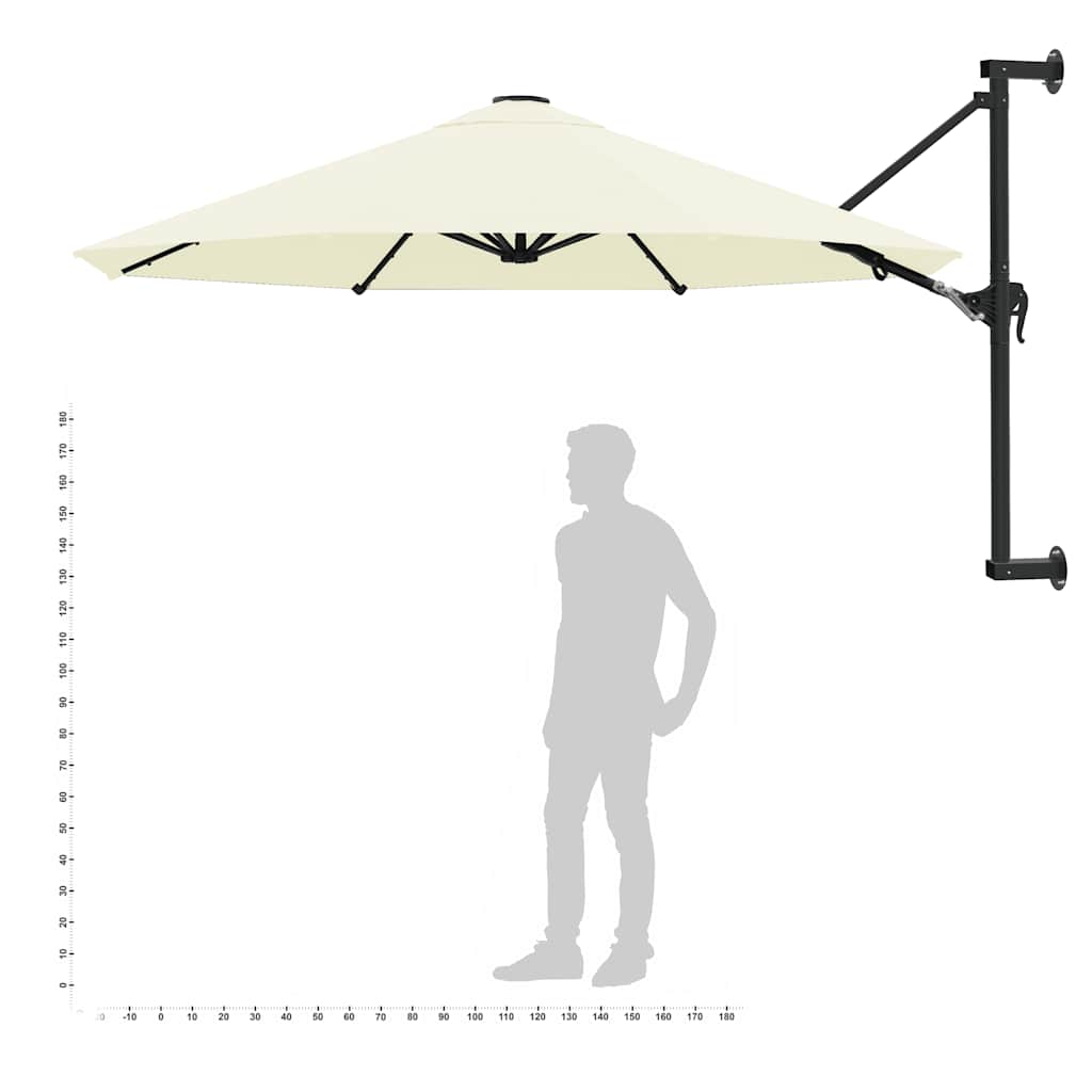 Sonnenschirm zur Wandmontage mit Metall-Mast 300 cm Sandweiß