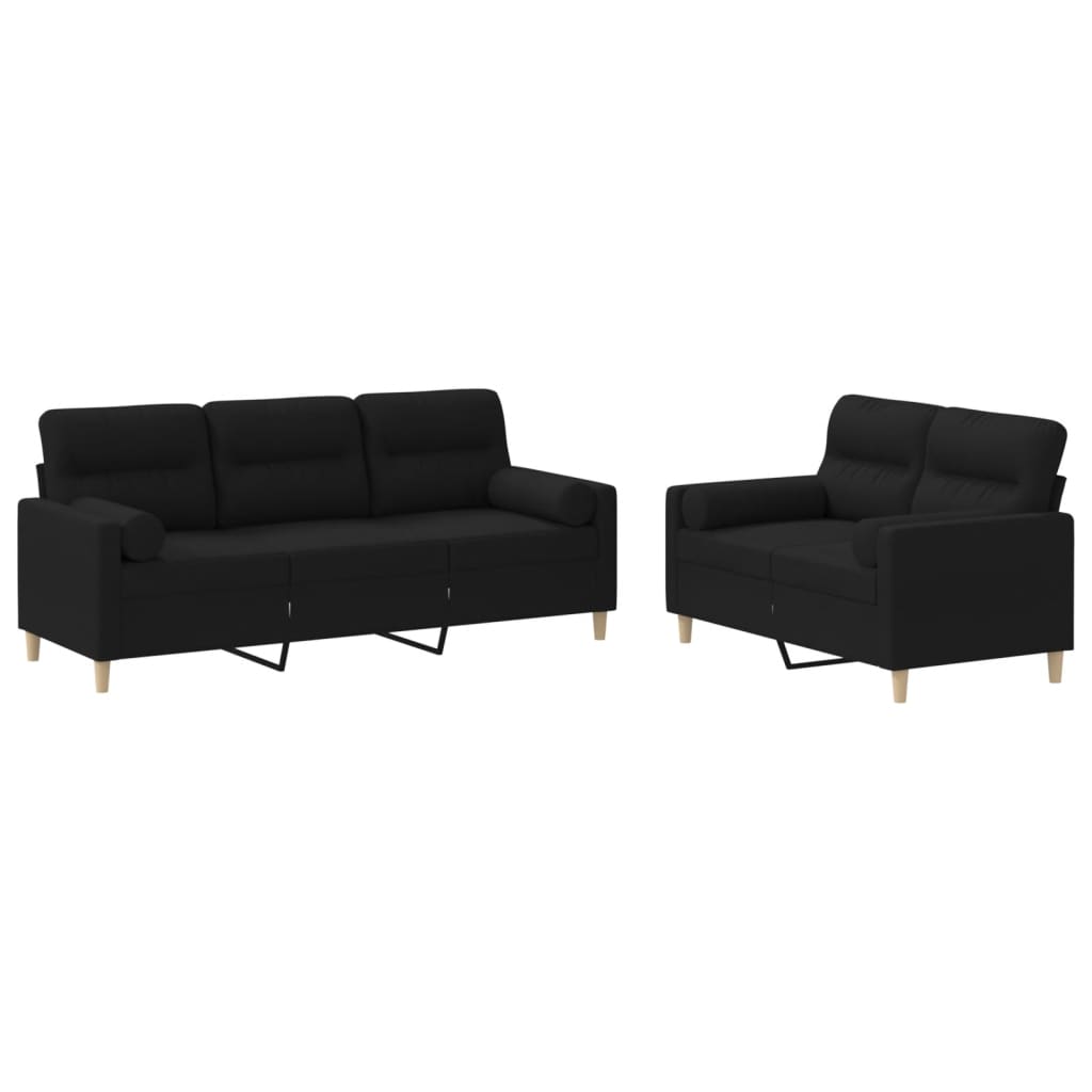 3-tlg. Sofagarnitur mit Kissen Taupe Stoff