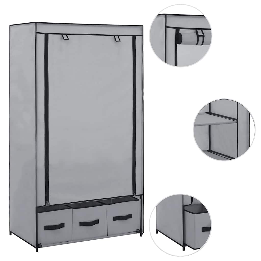 Kleiderschrank Schwarz 87 x 49 x 159 cm Stoff