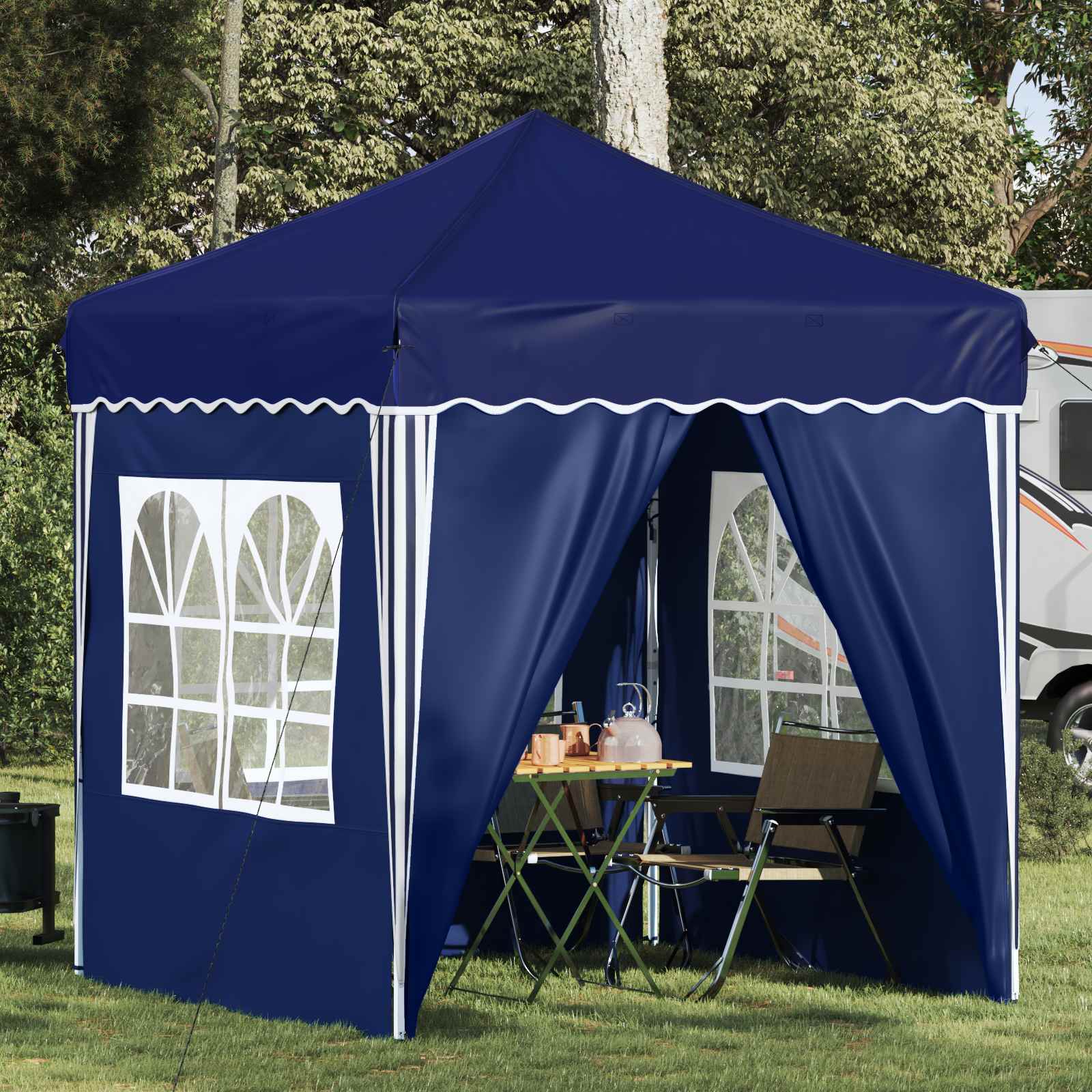 Pop-up Partyzelt 195 x 195 x 245 cm Creme Oxford-Stoff
