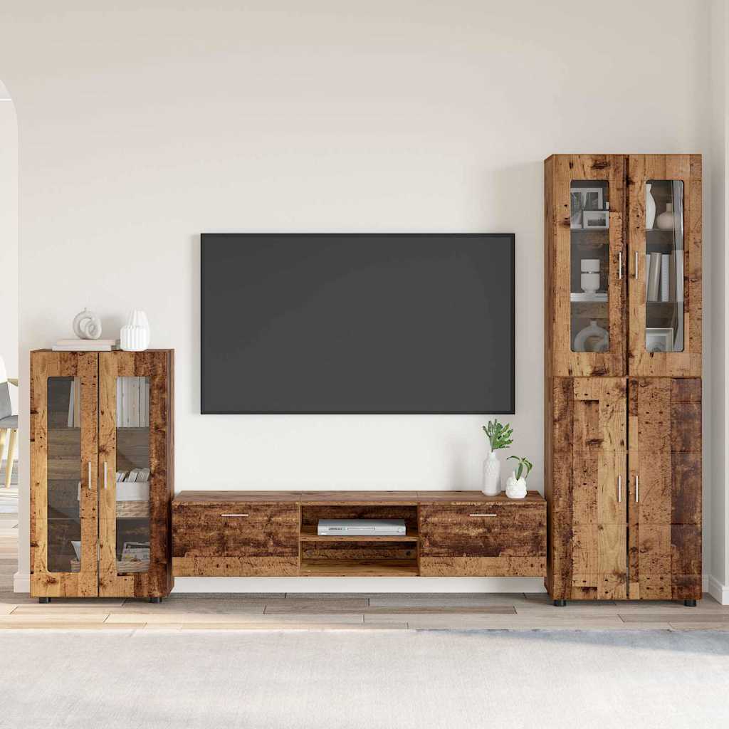 Highboard mit Regal FLORIN Weiß 60 x 35 x 182 cm Holzwerkstoff