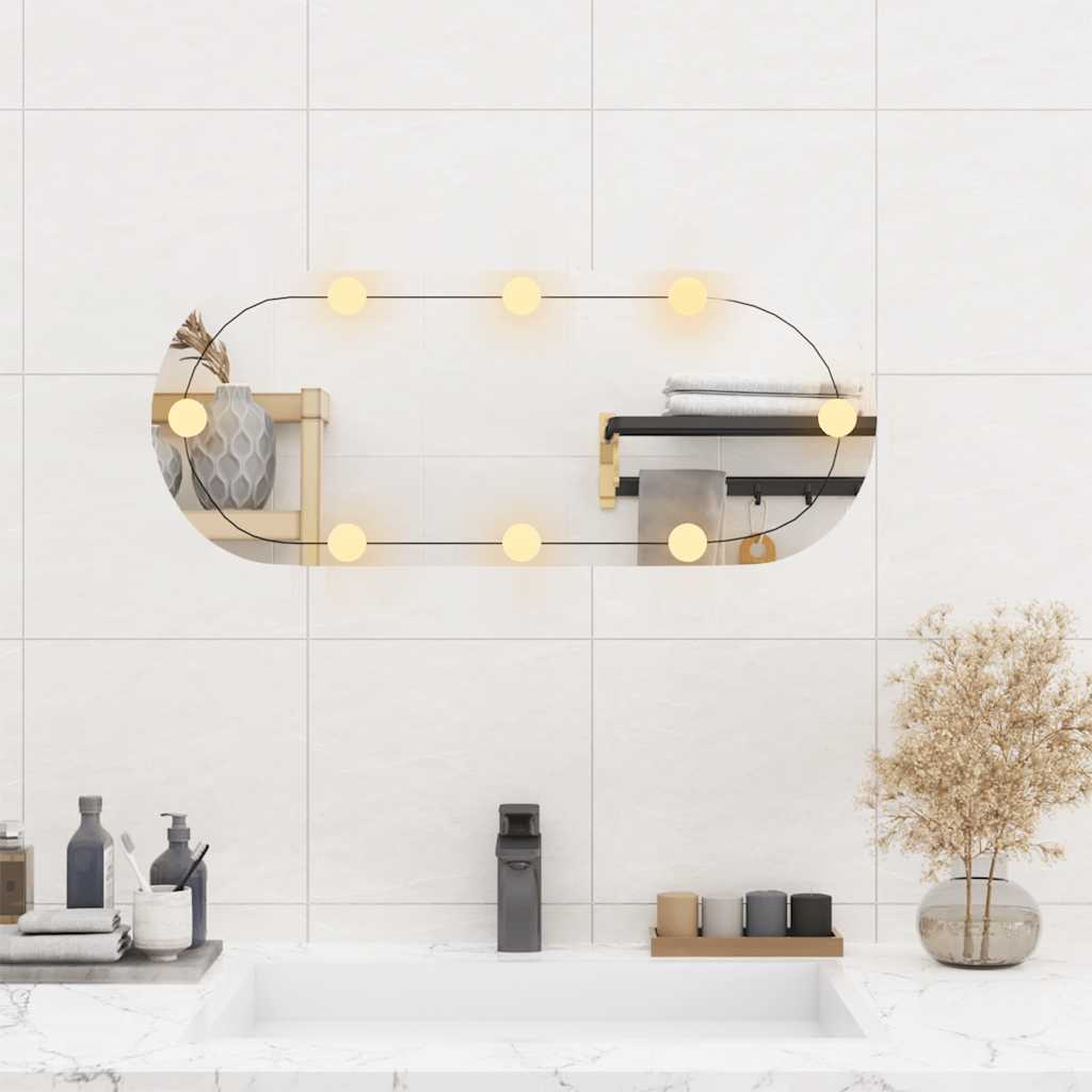 Spiegel mit LED-Leuchten 60x30 cm Glas Oval