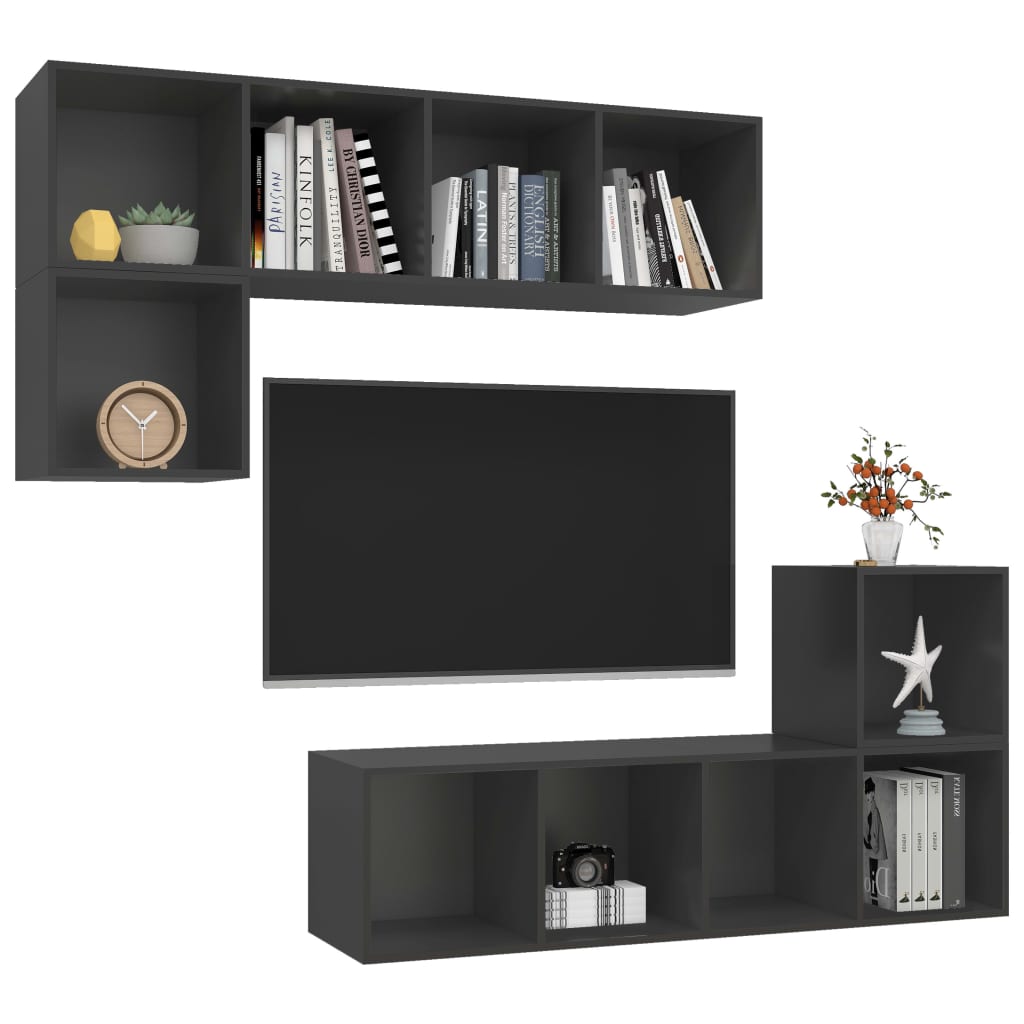 4-tlg. TV-Schrank-Set Weiß Holzwerkstoff