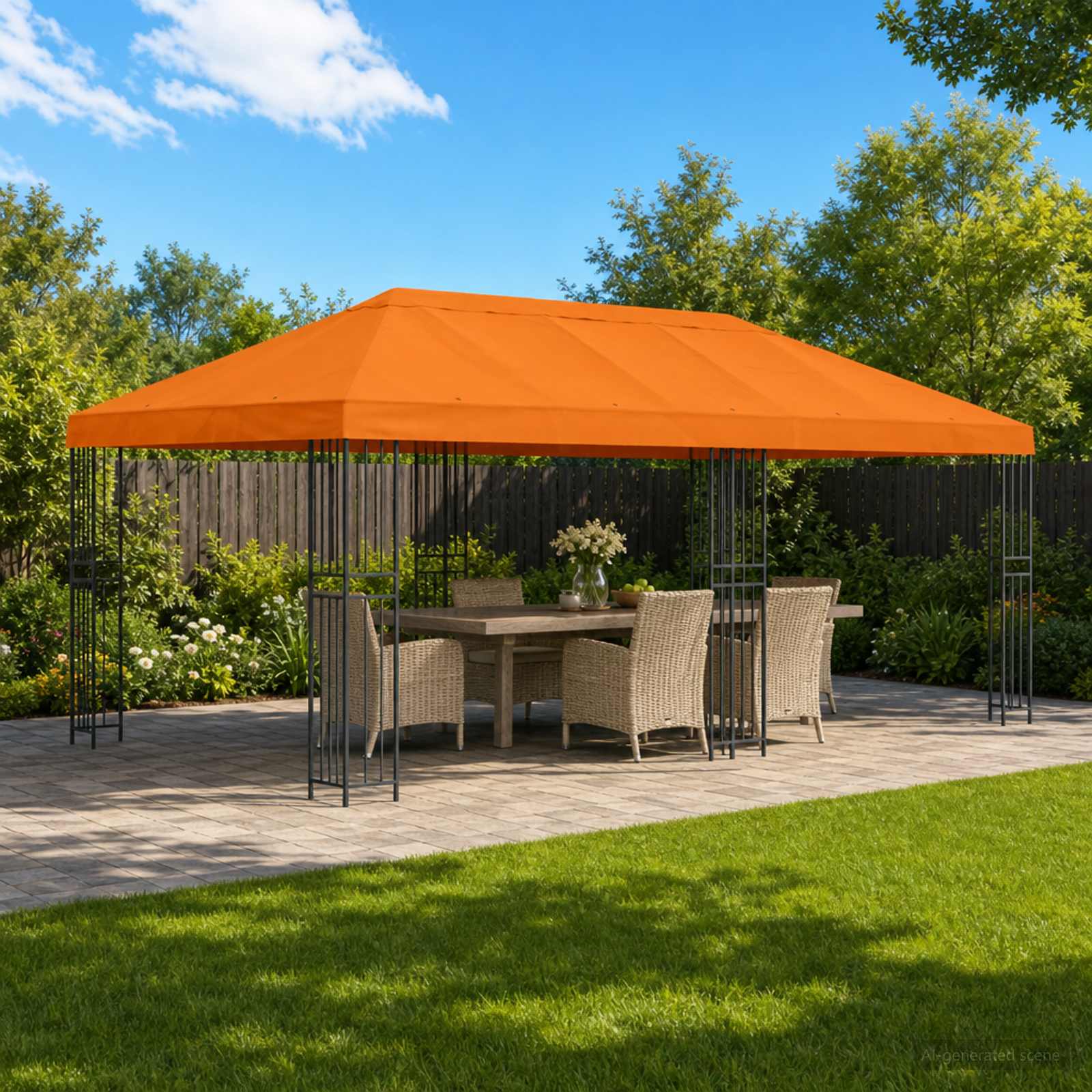 Pavillon mit Seitenwänden 6 x 3 m Beige Polyester und Stahl 190