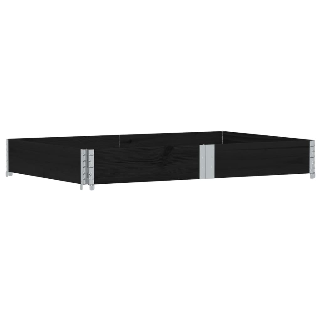 Paletten-Aufsatzrahmen Schwarz 80x60 cm Massivholz Kiefer