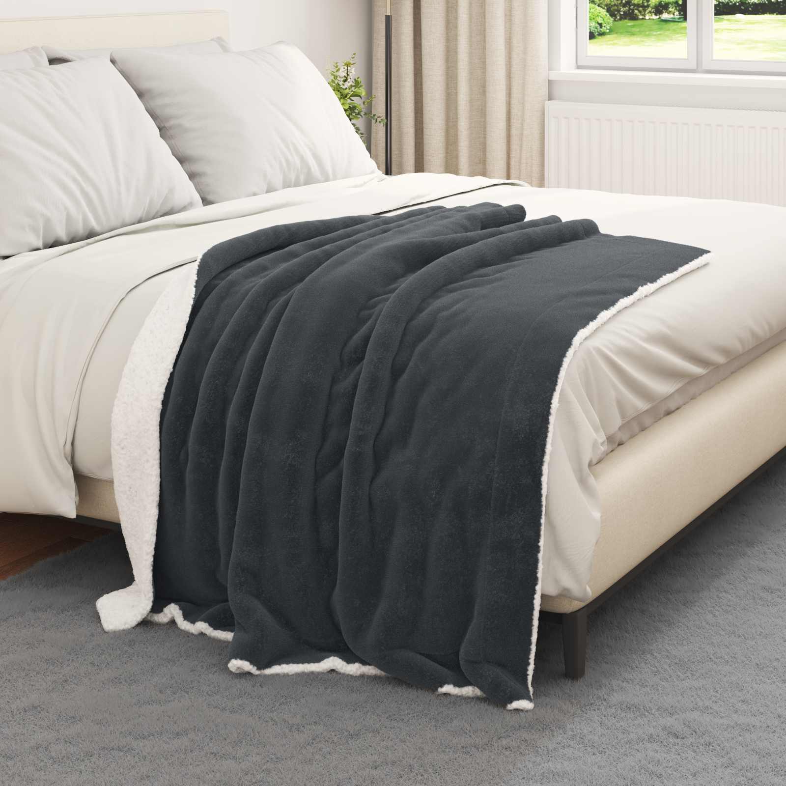 Überwurfdecke Beige 130 x 150 cm Fleece