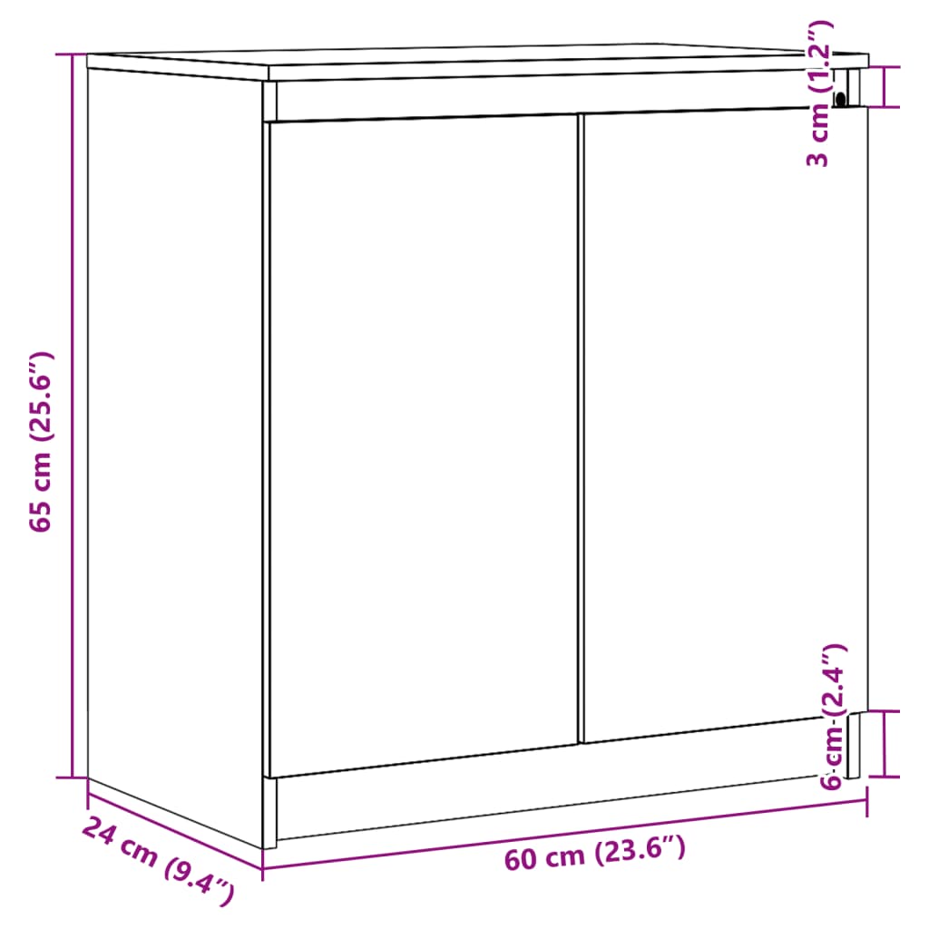 Beistellschrank Grau 60x36x65 cm Massivholz Kiefer