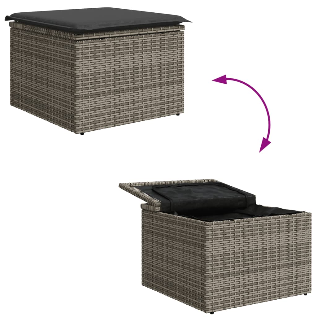 Gartenhocker mit Kissen Schwarz 55x55x37 cm Poly Rattan