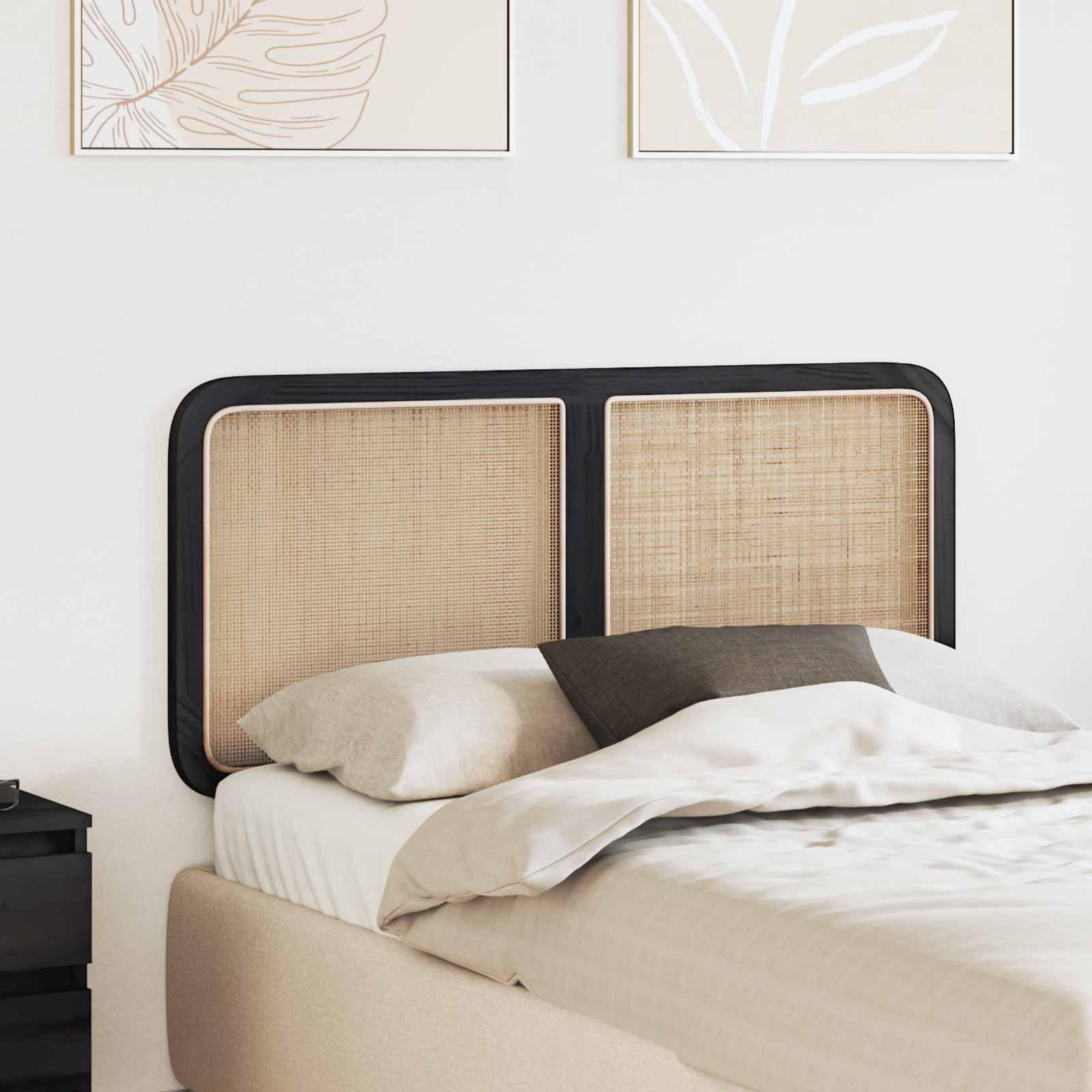 Kopfteil mit Kopfteil Schwarz 100 x 55 x 3 cm Rattan