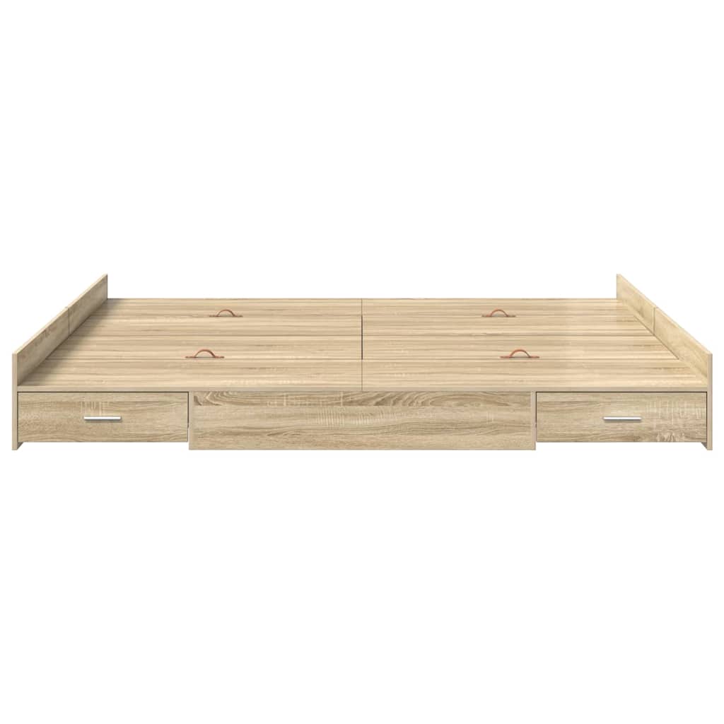 Aufbewahrungsbettgestell Weiß 200 x 200 cm Holzwerkstoff