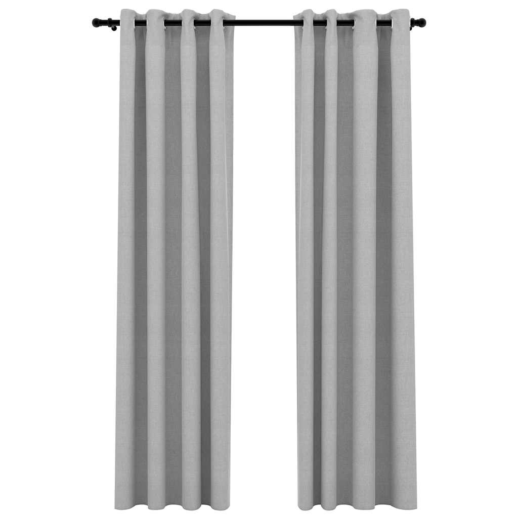 Verdunkelungsvorhänge Ösen Leinenoptik 2 Stk. Schwarz 140x175cm