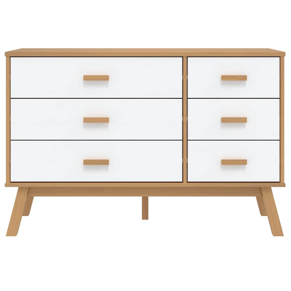 Schubladenschrank OLDEN Braun Massivholz Kiefer