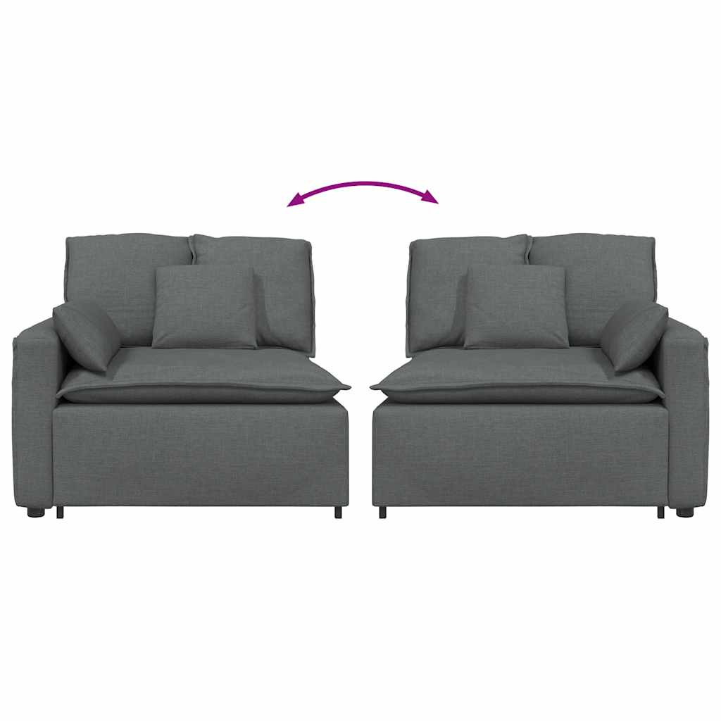 Modulares Sofa Endmodul mit Armlehne Kissen Hellgrau 100 cm