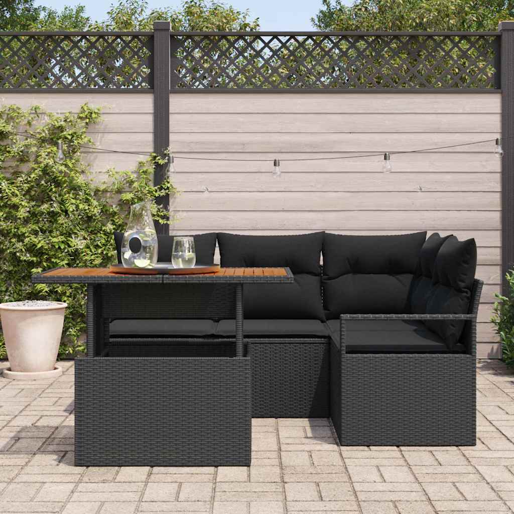 Garten Essgruppe mit Kissen 5 pcs Schwarz und Creme