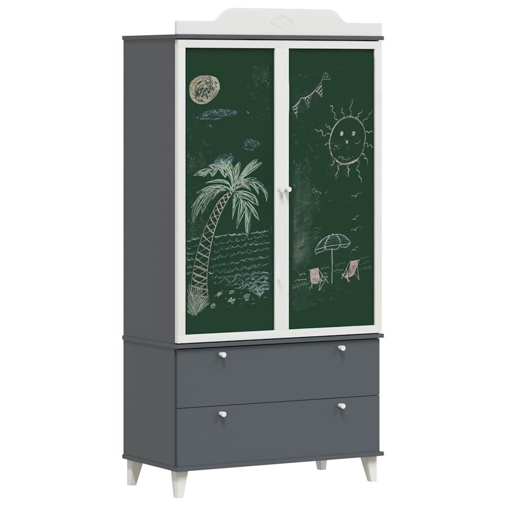 Kreidetafel Kleiderschrank mit Tür ROROS Weiß 90 x 45 x 180 cm