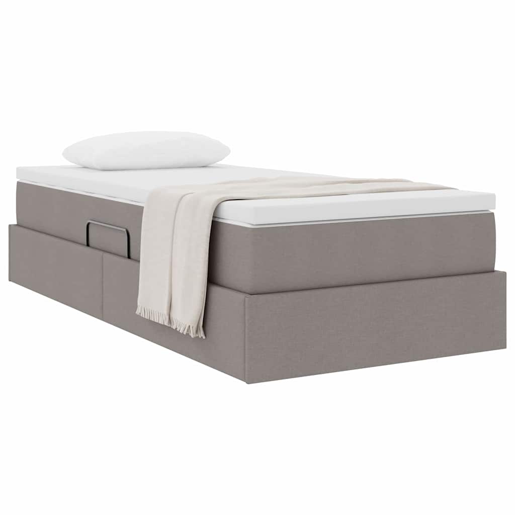Aufbewahrungsbett mit Matratze Hellgrau 90 x 190 cm Polyester