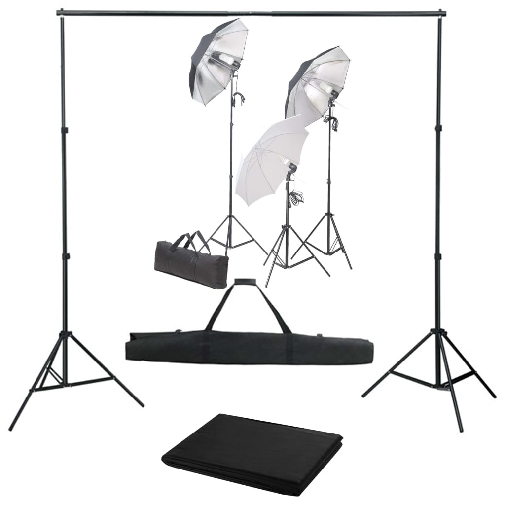 Fotostudio-Set mit Lampen-Set und Hintergrund