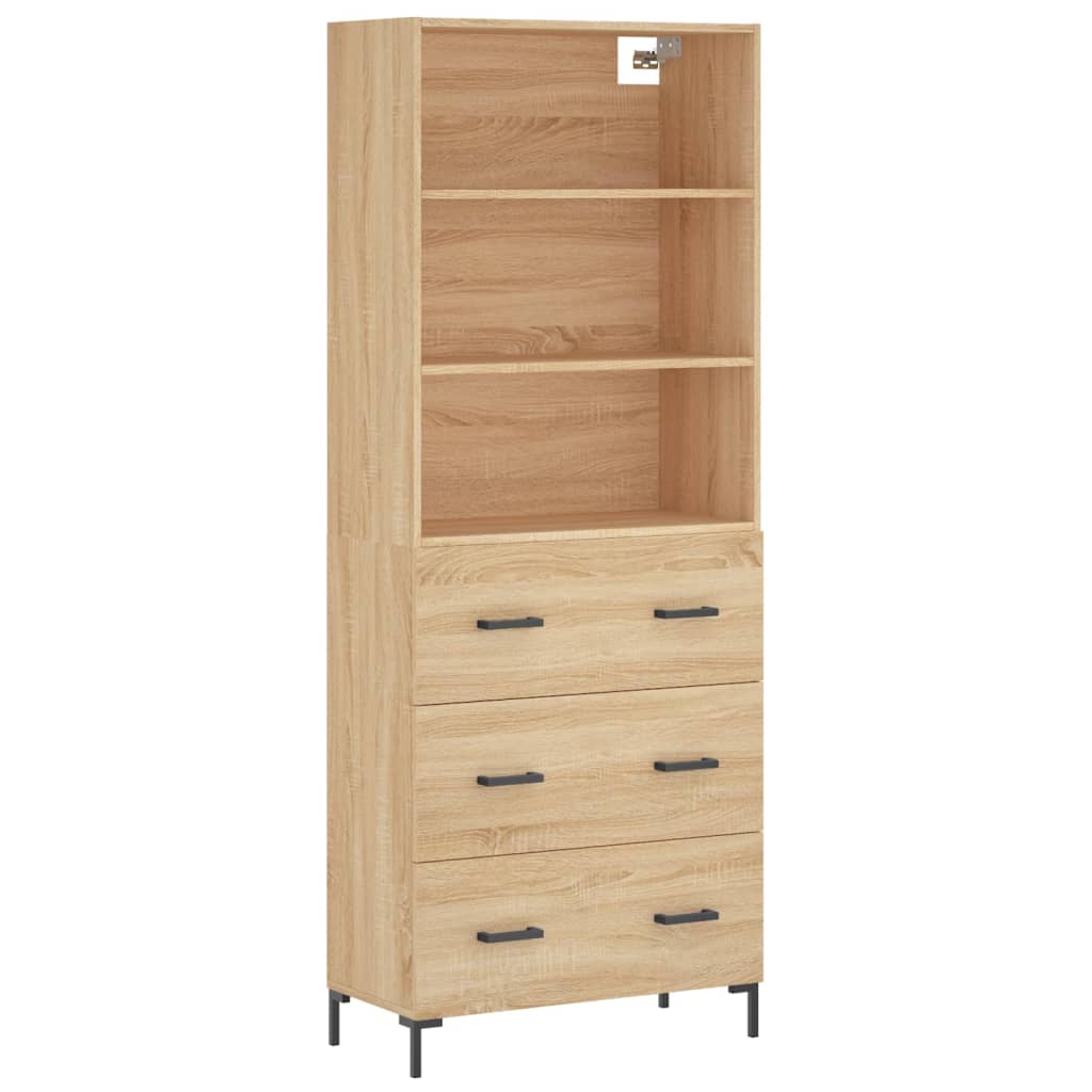 Highboard Hochglanz-Weiß 69,5x34x180 cm Holzwerkstoff