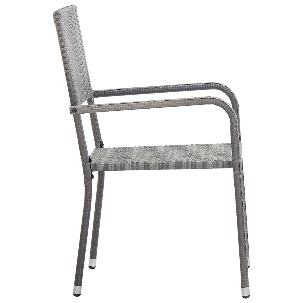 Garten-Essstühle 6 Stk. Stapelbar Schwarz Polyrattan