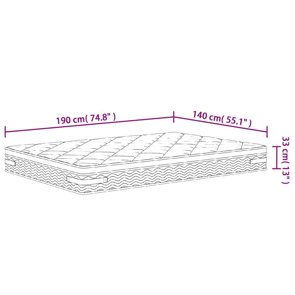 Taschenfederkernmatratze Mittelfest Plus 90 x 200 cm 33 cm Weiß