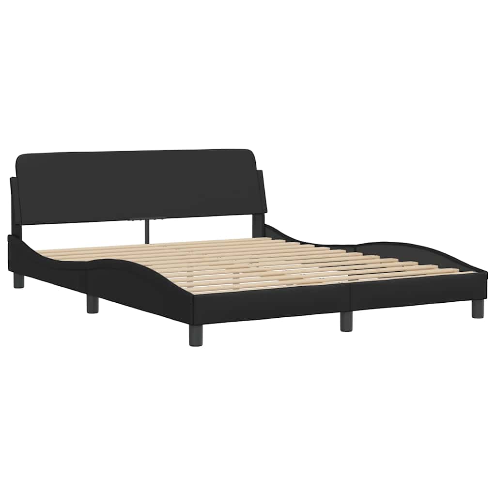 Bett mit Matratze "Dover" Schwarz 80x200 cm Kunstleder
