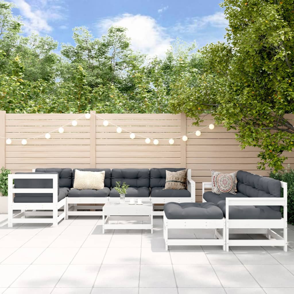 10-tlg. Garten-Lounge-Set mit Kissen Kiefernholz Imprägniert