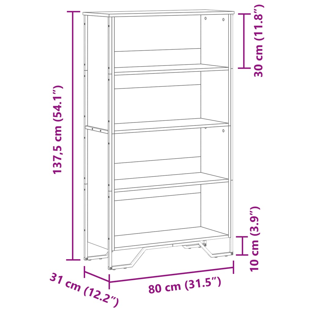 Bücherregal Schwarz 80x31x169 cm Holzwerkstoff