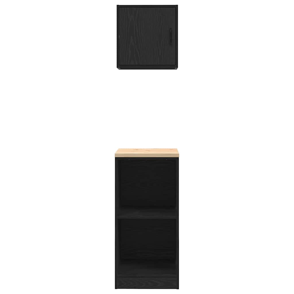 Garagenschränke 2 Stk. Schwarz Holzwerkstoff