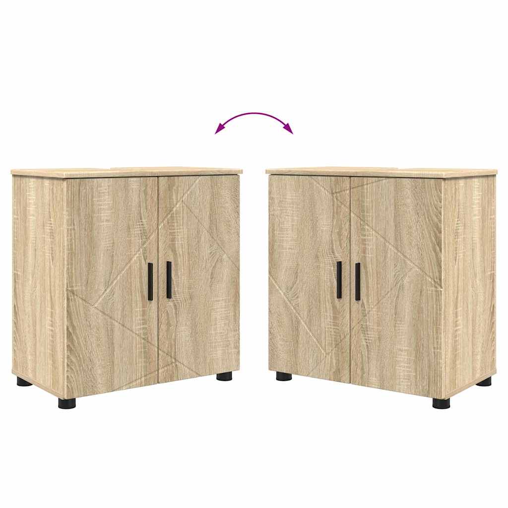 Badezimmermöbel-Set mit Tür 5 pcs Weiß Holzwerkstoff & Metall