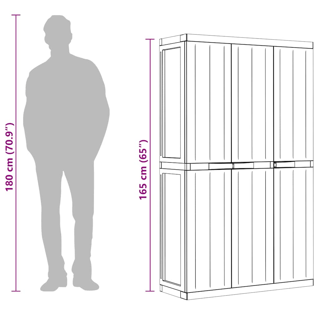Gartenschrank Grau und Schwarz 65x37x85 cm PP