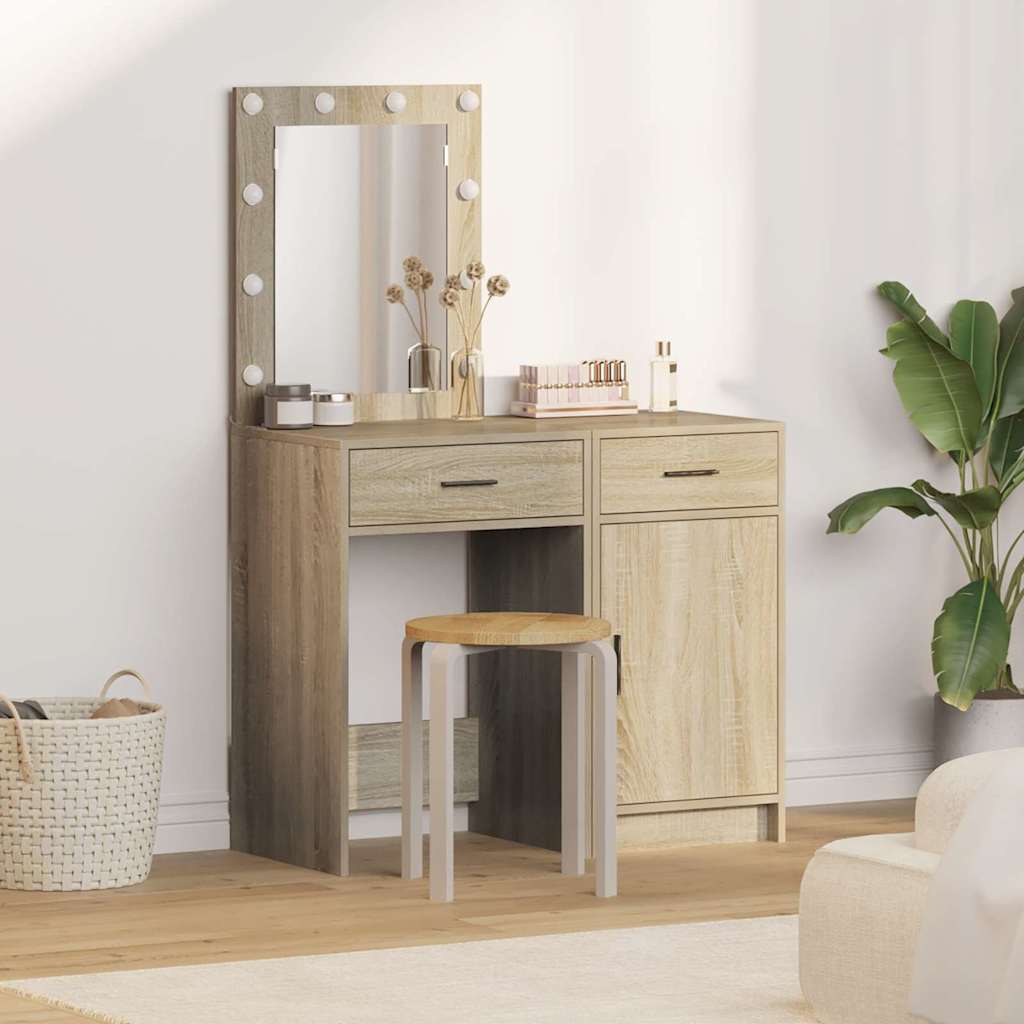 Schminktisch mit Tür 2 pcs Weiß 50 x 41 x 135 cm Holzwerkstoff