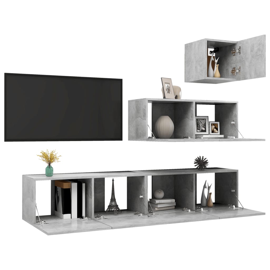 4-tlg. TV-Schrank-Set Weiß Holzwerkstoff