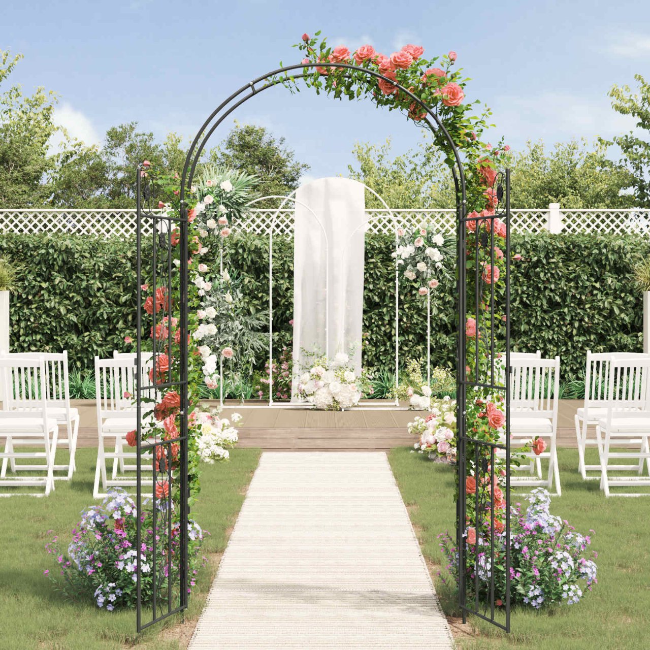 Gartenbogen Uni Schwarz 115 x 37 x 226 cm