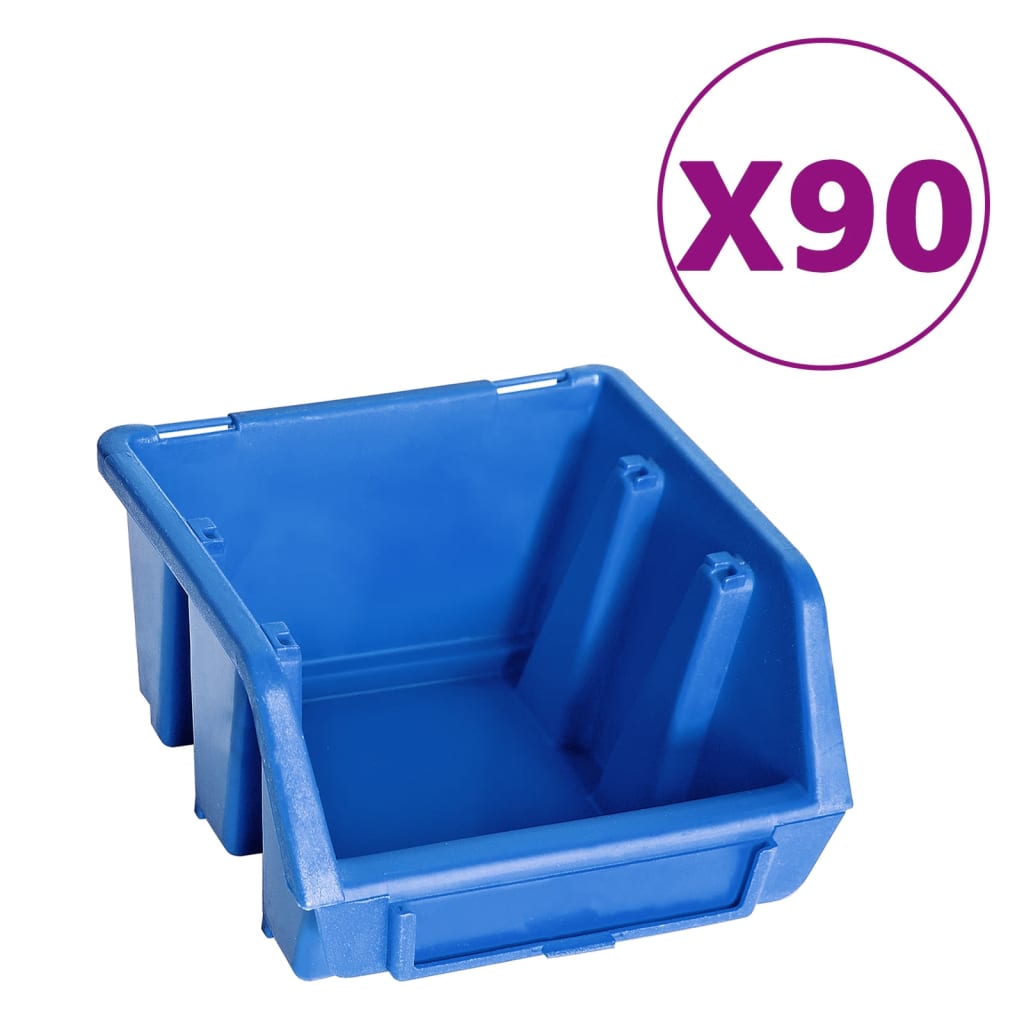 96-tlg. Behälter-Set für Kleinteile mit Wandplatten Rot Schwarz