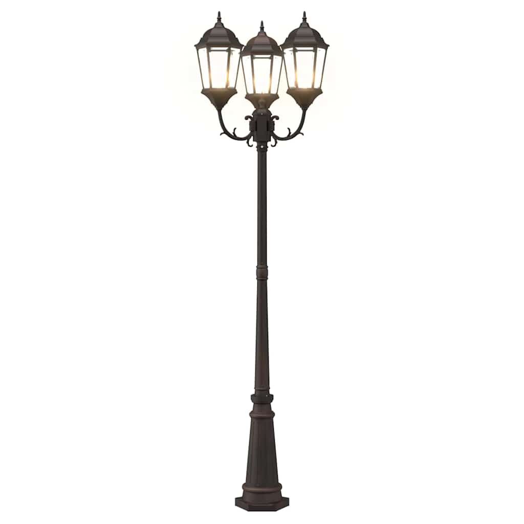 Gartenlaterne 3-flammig 230 cm Dunkelgrün/Schwarz Aluminium