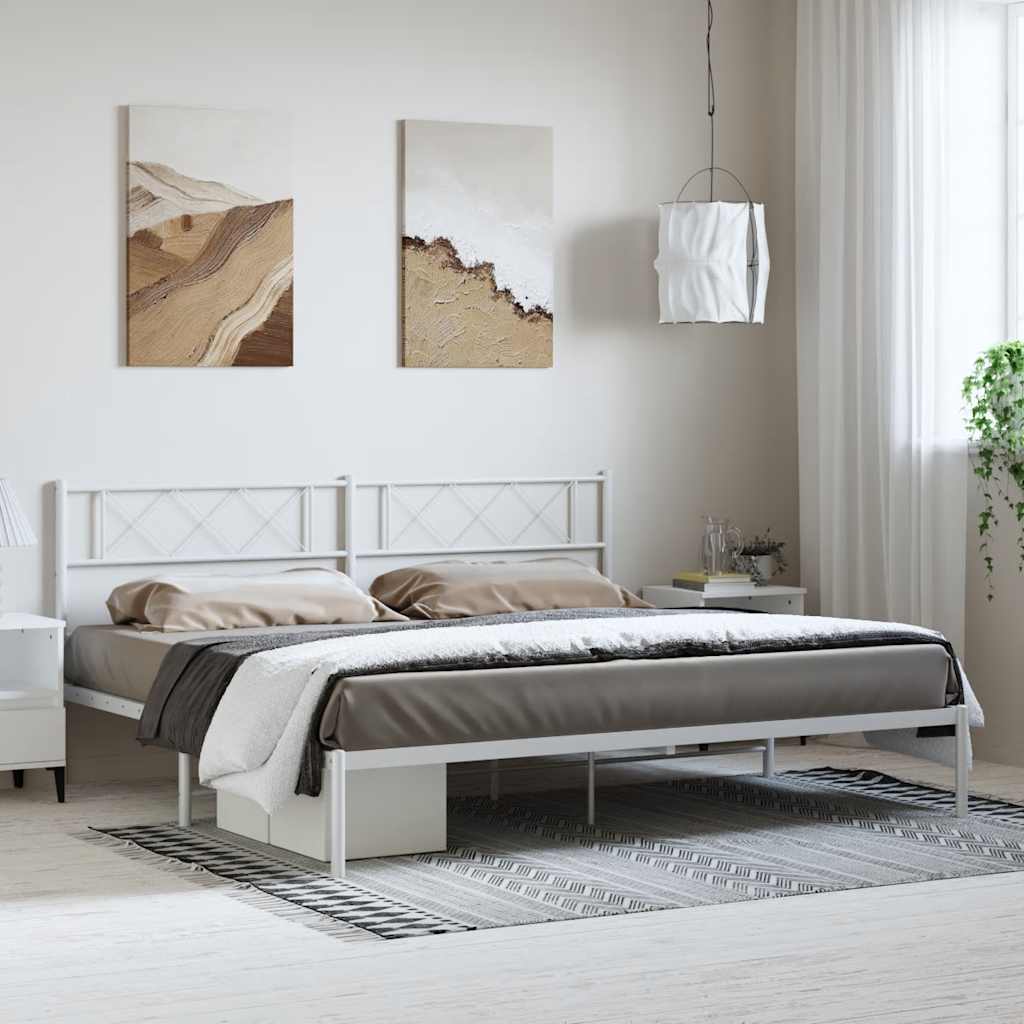 Bettgestell mit Kopfteil Metall Schwarz 100x190 cm
