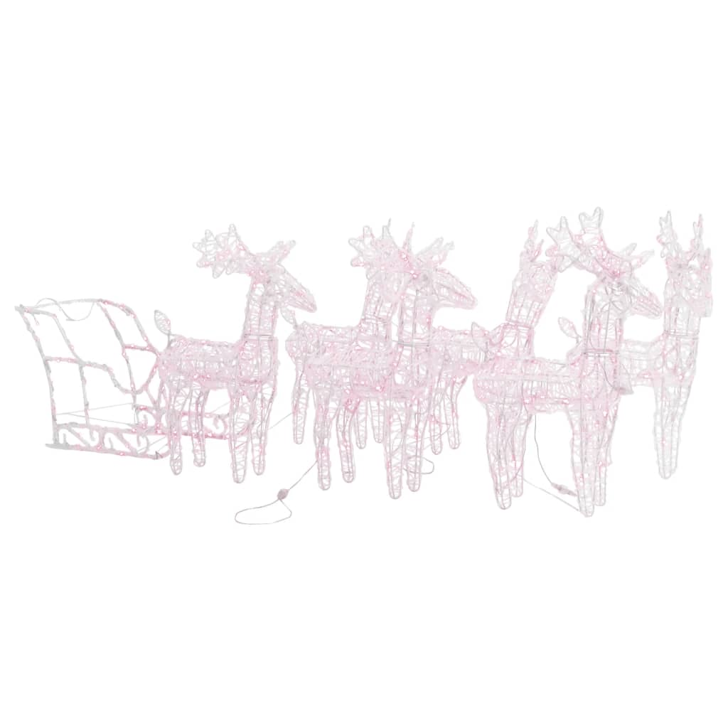 Rentiere & Schlitten Weihnachtsdekoration 160 LEDs 130 cm Acryl