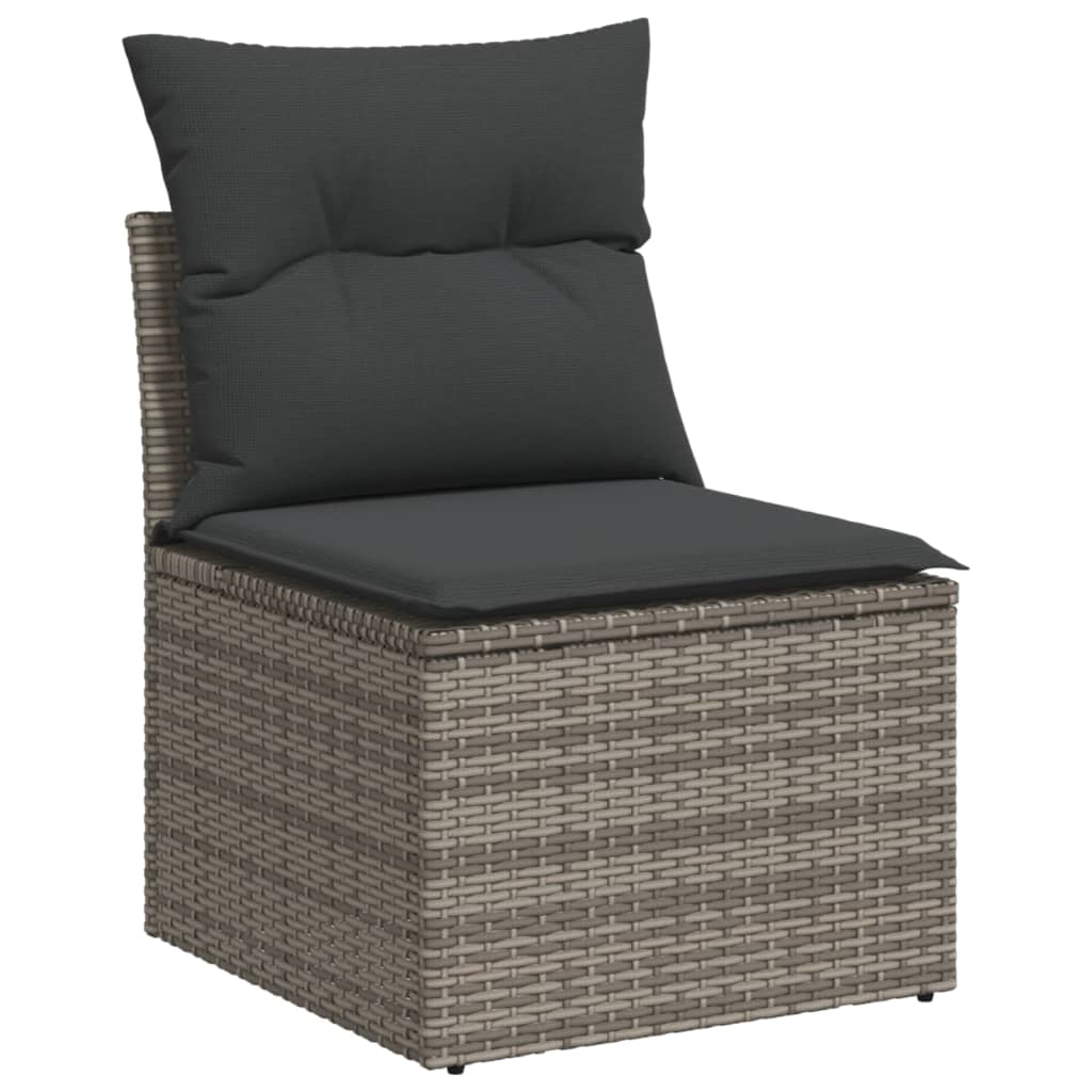 14-tlg. Garten-Sofagarnitur mit Kissen Schwarz Poly Rattan