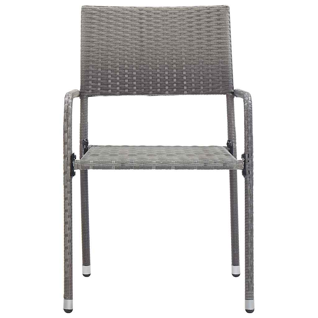 Garten-Essstühle 6 Stk. Stapelbar Schwarz Polyrattan