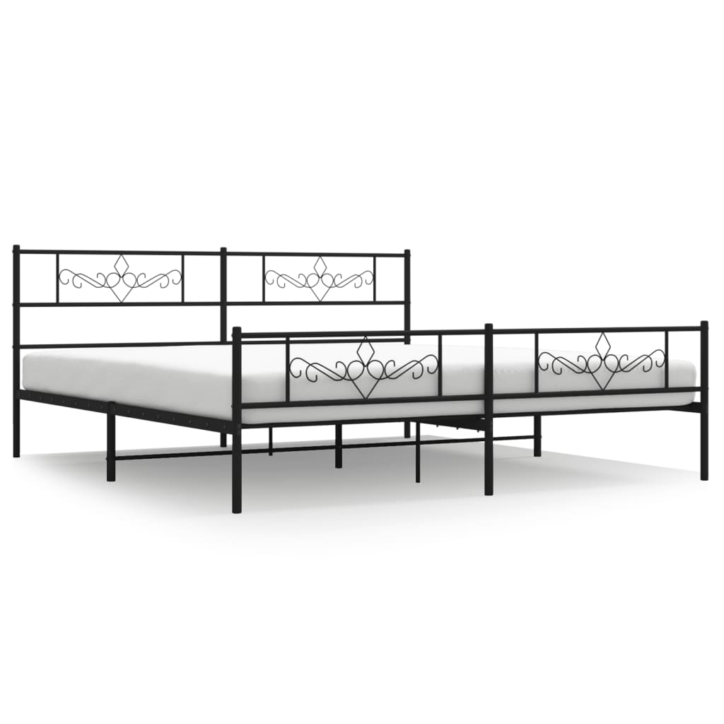 Bettgestell mit Kopfteil Metall Schwarz 100x190 cm