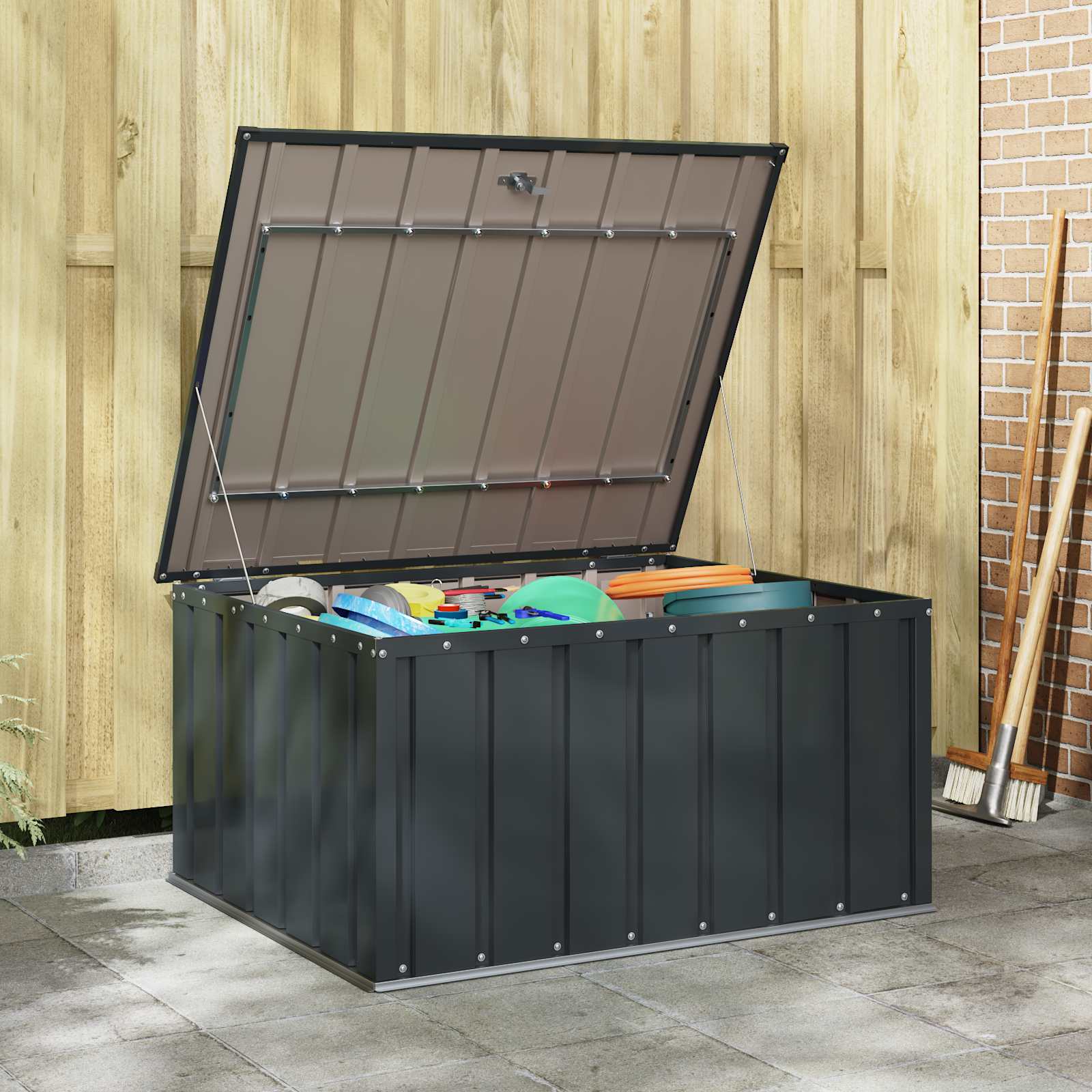 Gartenlagerbox Schwarz 101 x 56,5 x 50 cm Stahl