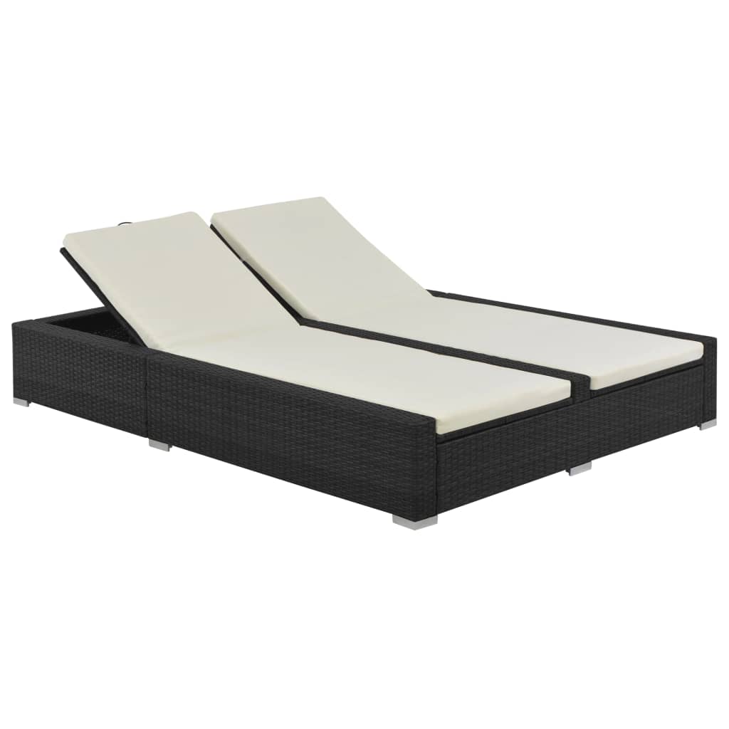 Doppel-Sonnenliege Poly Rattan Braun