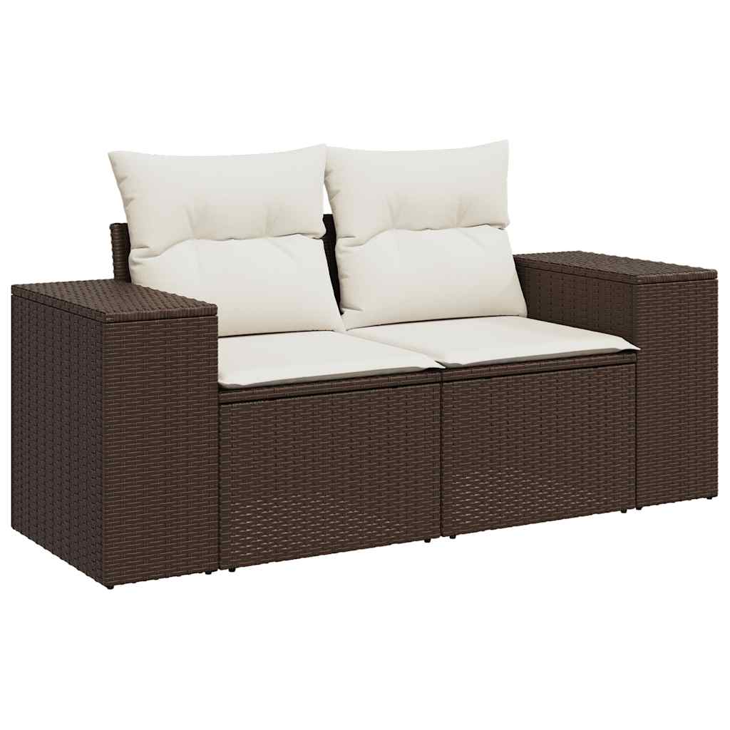 5-tlg. Garten-Sofagarnitur mit Kissen Schwarz Poly Rattan