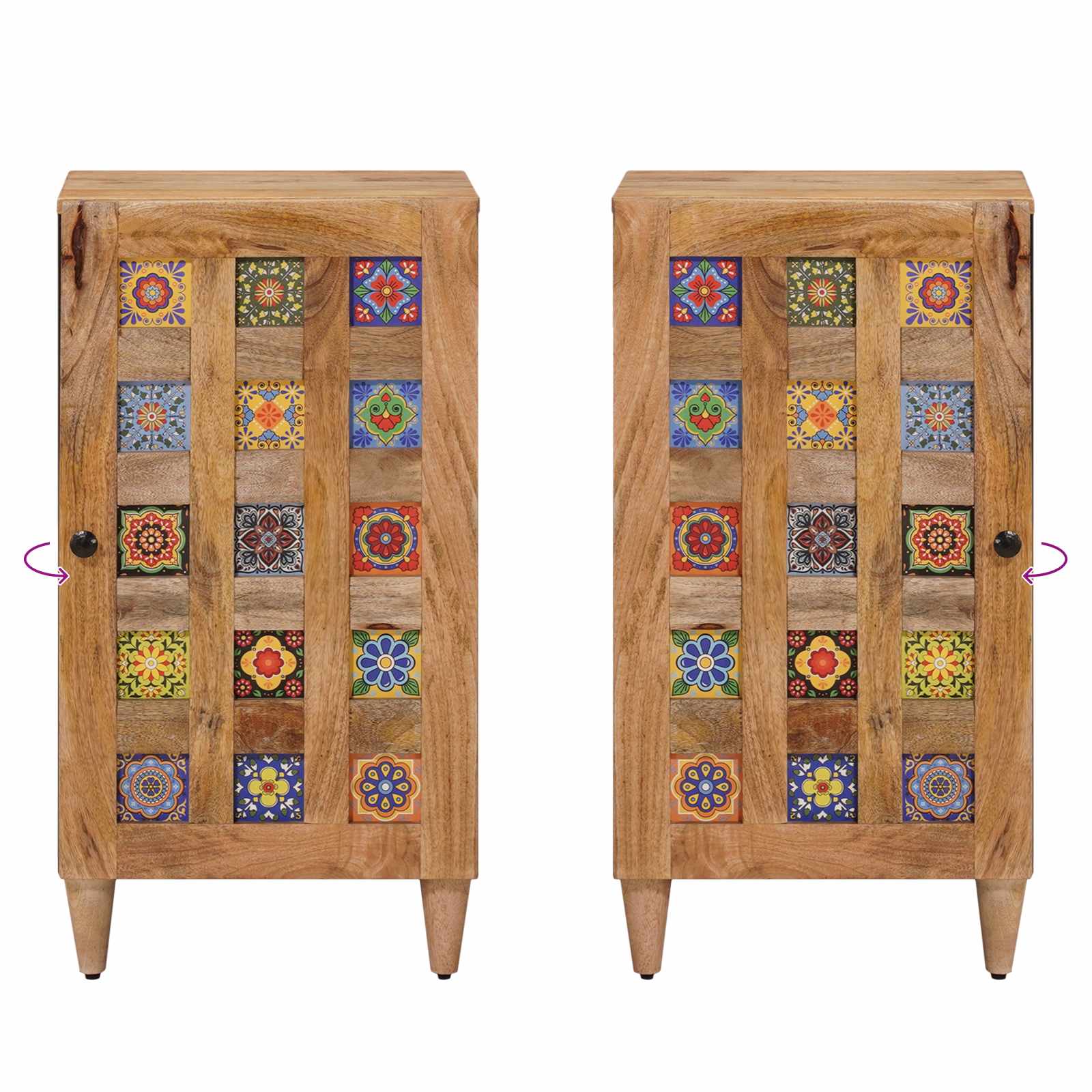 Sideboard mit Speicher Walnuss 40 x 33 x 75 cm Massivholz Mango