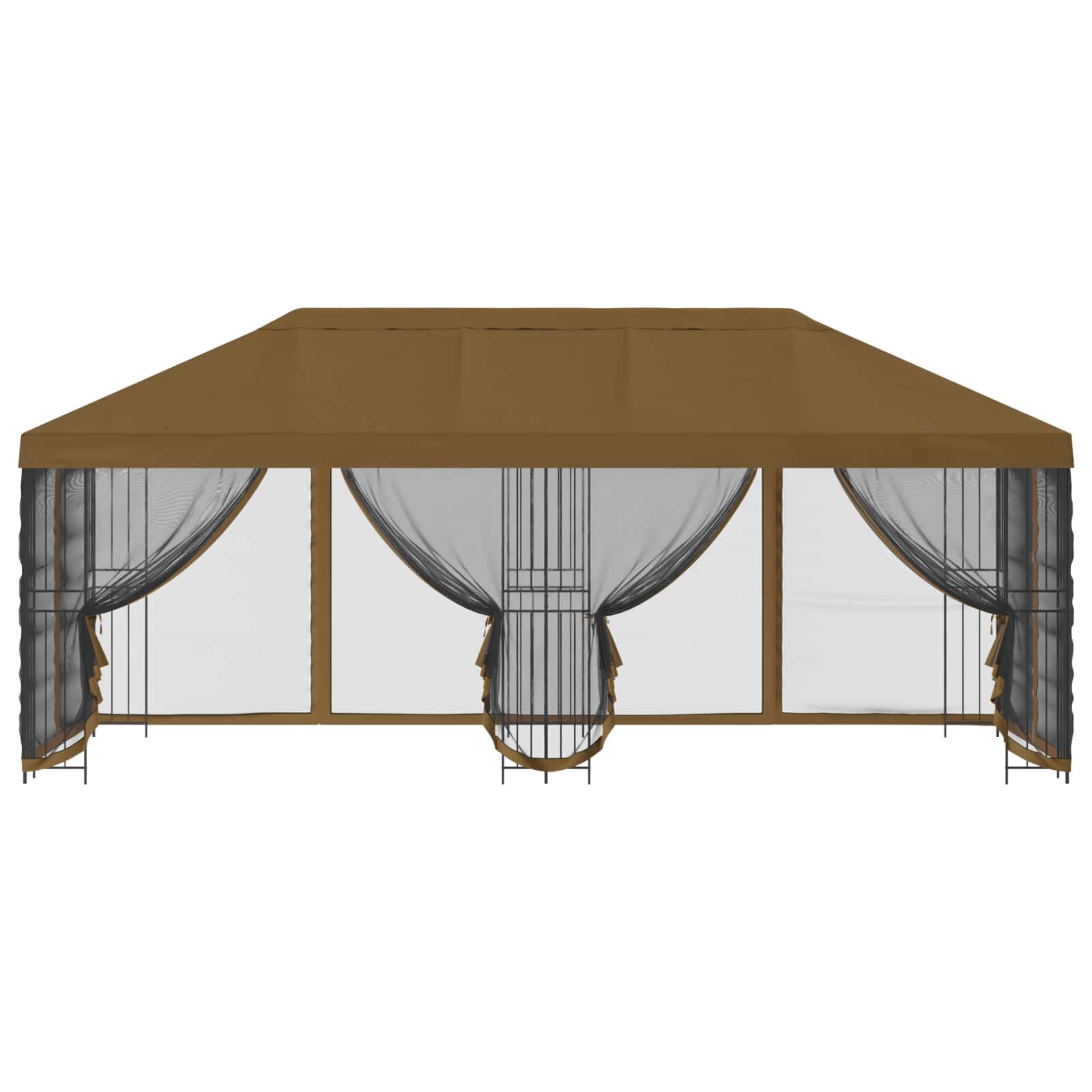 Pavillon mit Seitenwänden 6 x 3 m Beige Polyester und Stahl 190