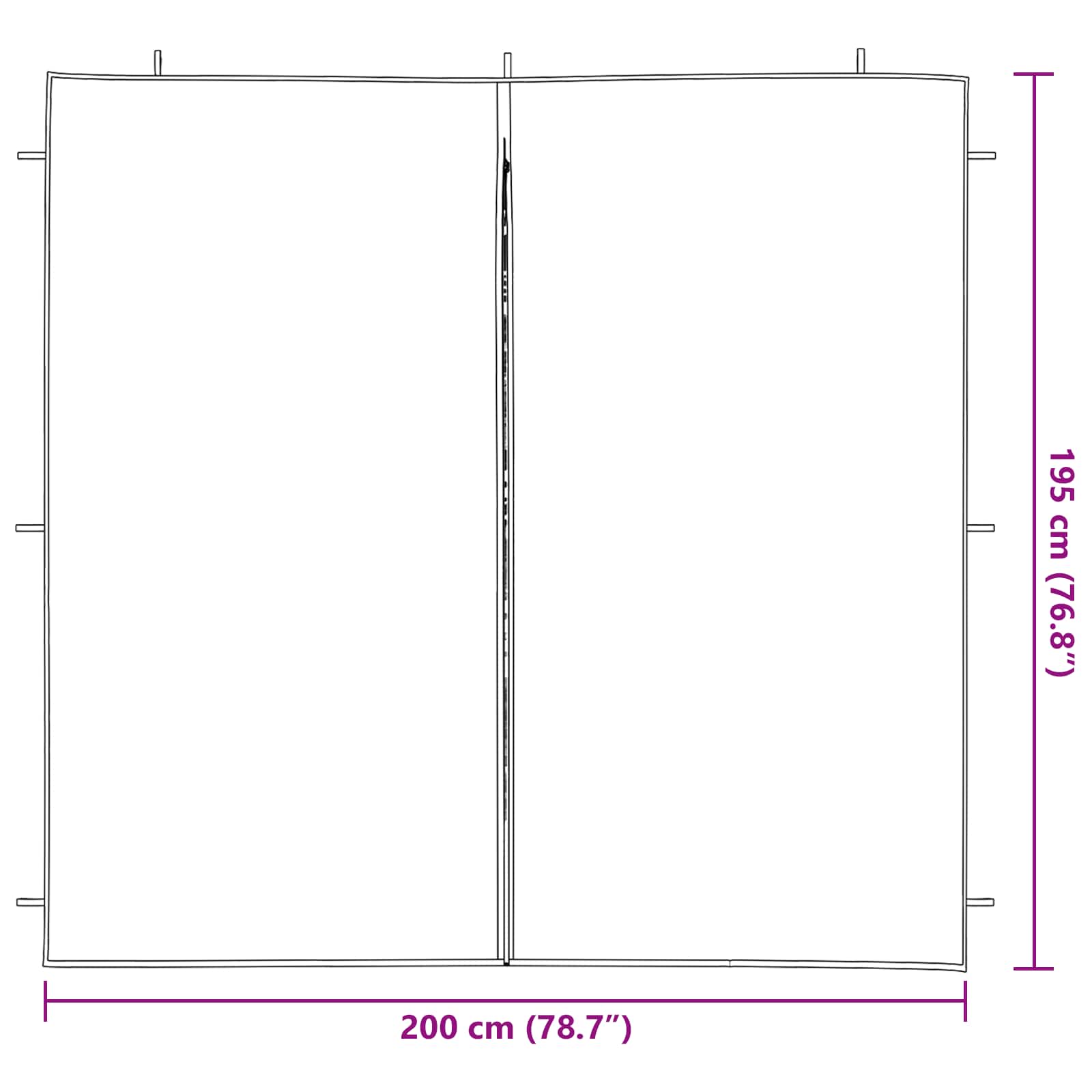 Party Zelt Seitenteil 2 pcs Rot 300 x 195 cm PE und Stahl