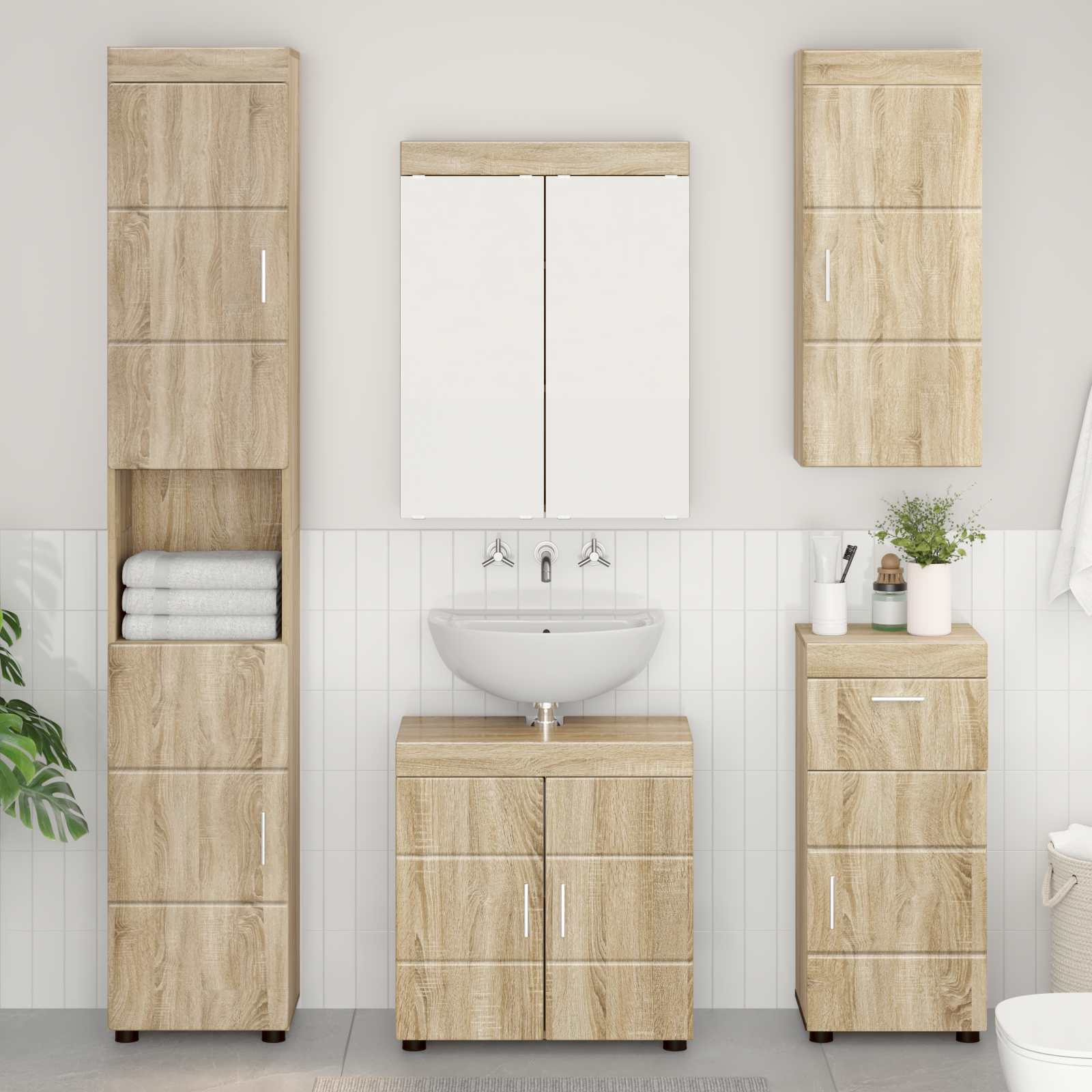Badezimmermöbel-Set TULUM 2 pcs Weiß 60 x 34 x 63 cm