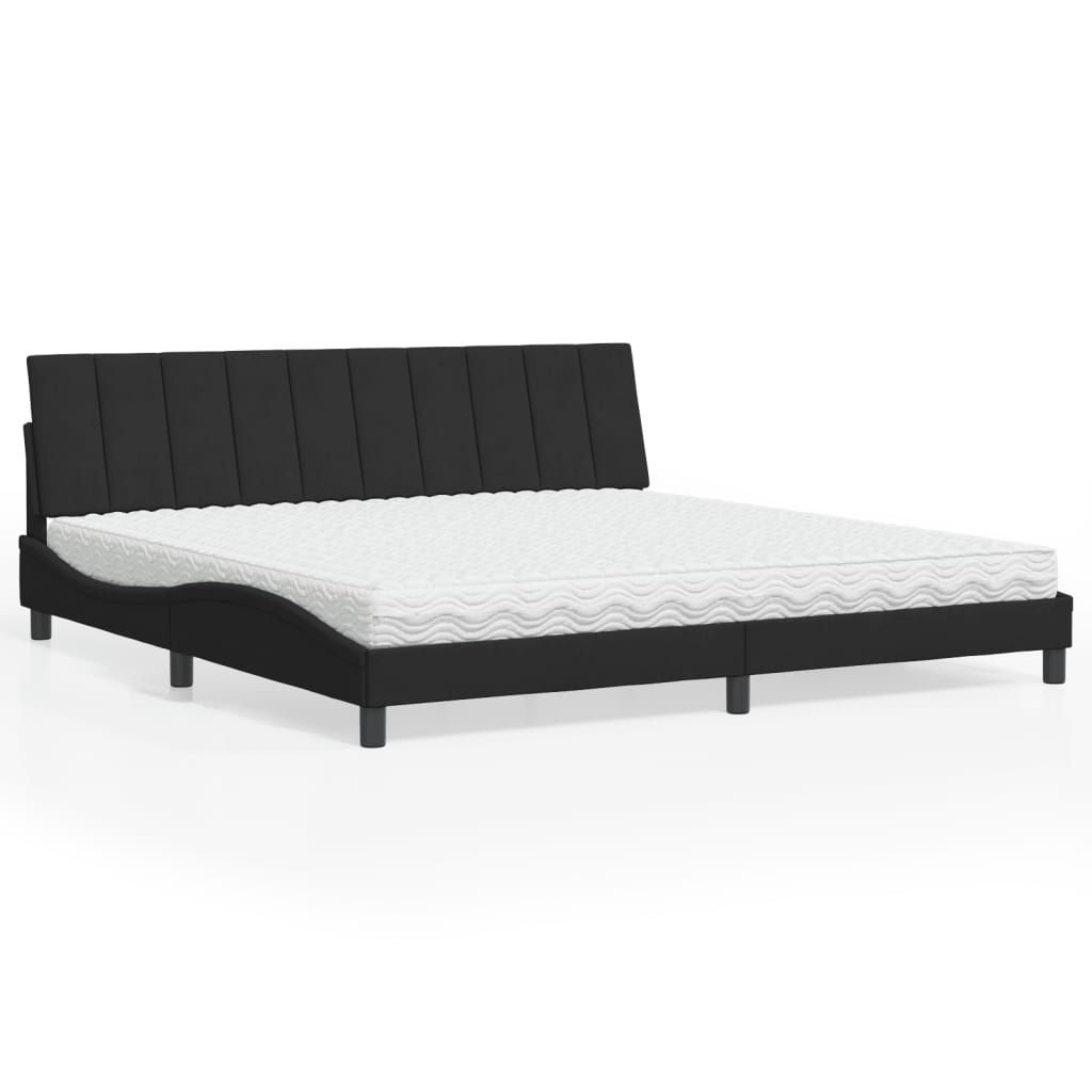 Bett mit Matratze "Hanko" Hellgrau 80x200 cm Samt