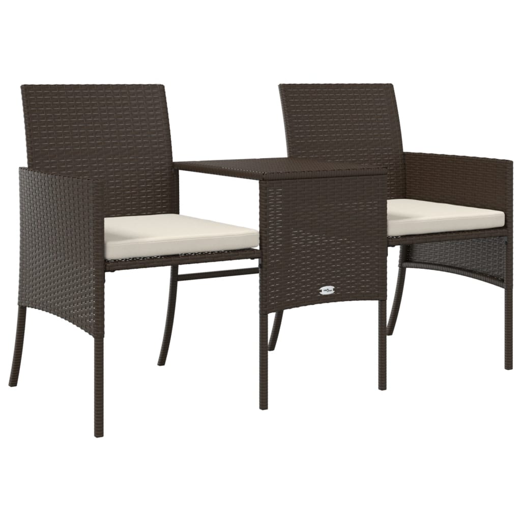 2-Sitzer-Gartensofa mit Teetisch und Hocker Poly Rattan Grau
